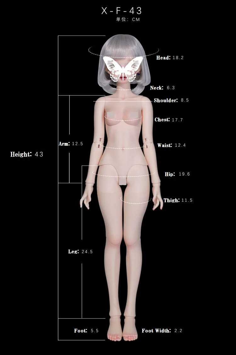 1/4 43cm Girl Body (X-F-43C) | Preorder | PARTS - Image 9