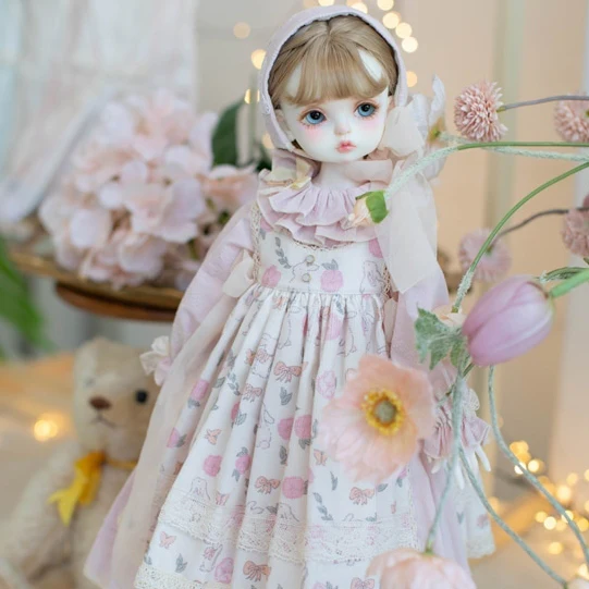 Caroline Dress (for MSD) - Cream Dress + Pink Apron  | Preorder | OUTFIT - Image 3