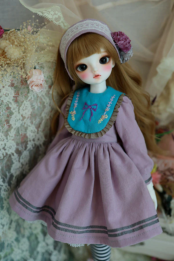 NS-248 Mint Collar Embroidery Dress -Purple | Preorder | OUTFIT - Image 3