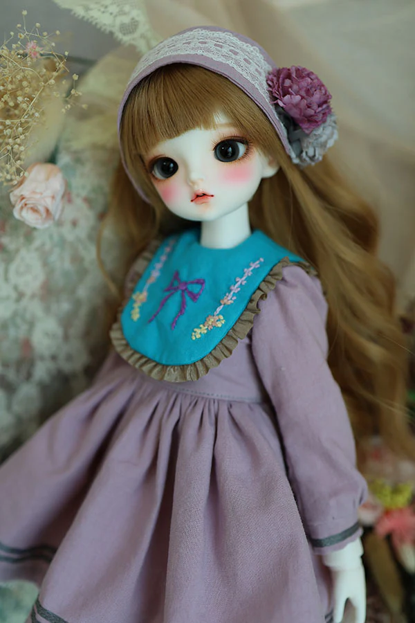 NS-248 Mint Collar Embroidery Dress -Purple | Preorder | OUTFIT - Image 4