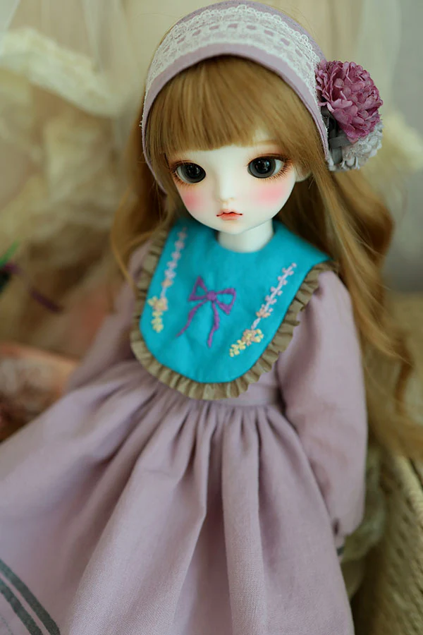 NS-248 Mint Collar Embroidery Dress -Purple | Preorder | OUTFIT - Image 5