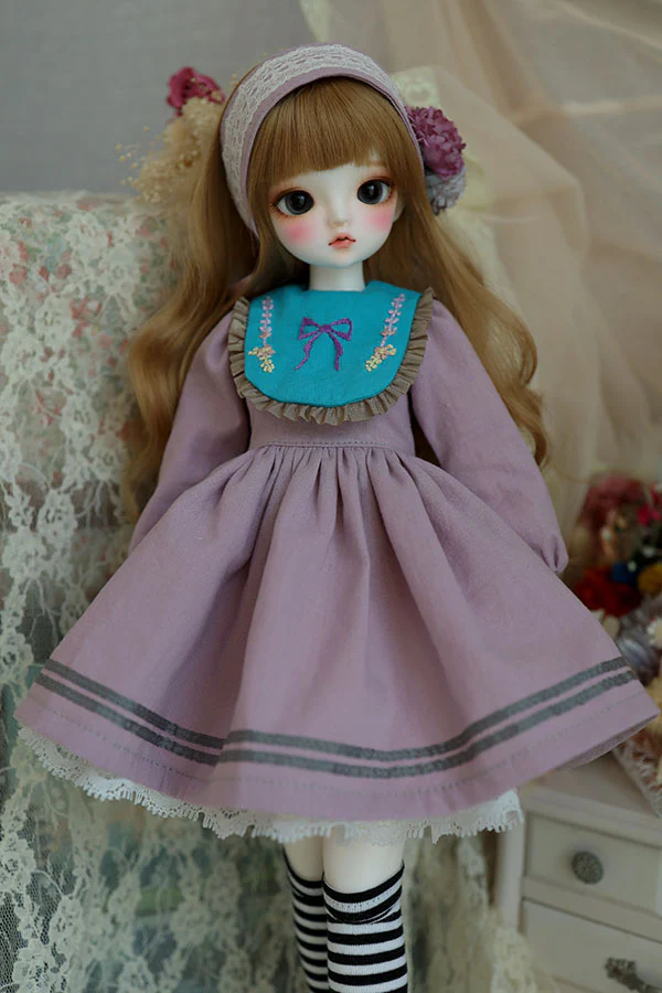 NS-248 Mint Collar Embroidery Dress -Purple | Preorder | OUTFIT - Image 6