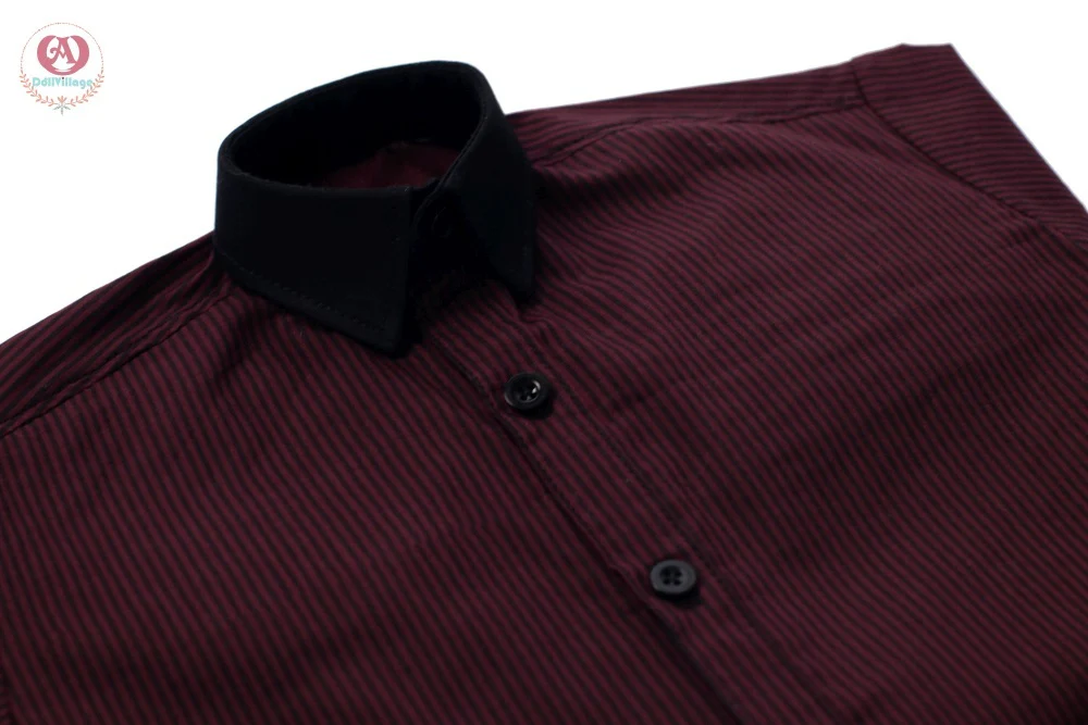 Pinstriped shirt［75］-Black Burgundy | Preorder | OUTFIT - Image 5