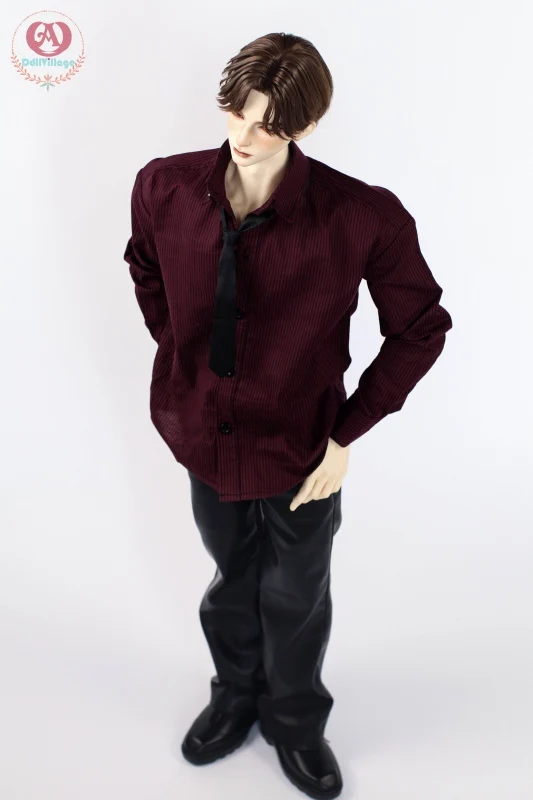 Pinstriped shirt［75］-Burgundy | Preorder | OUTFIT - Image 3