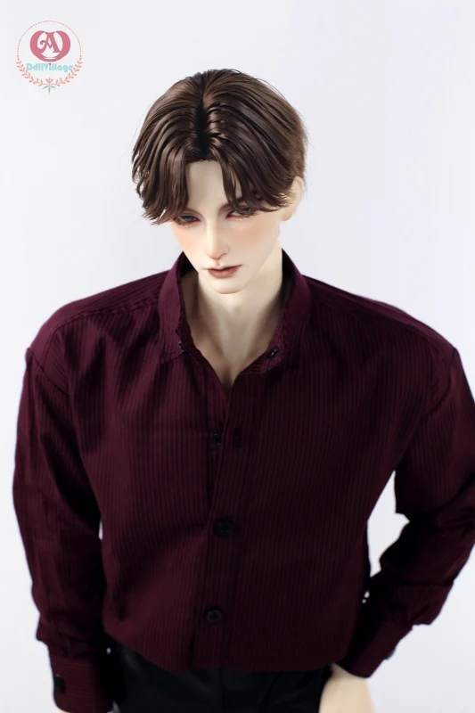 Pinstriped shirt［75］-Burgundy | Preorder | OUTFIT - Image 5