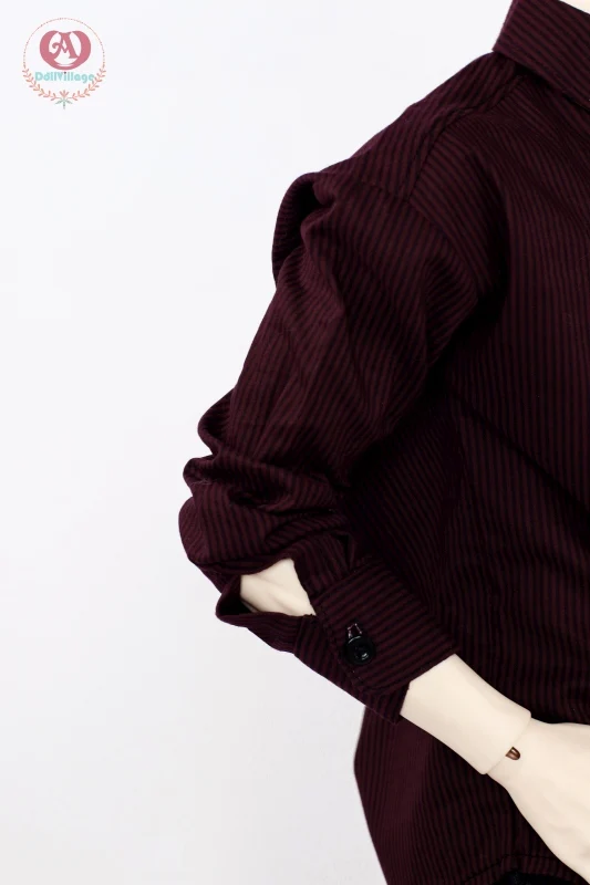 Pinstriped shirt［75］-Burgundy | Preorder | OUTFIT - Image 7
