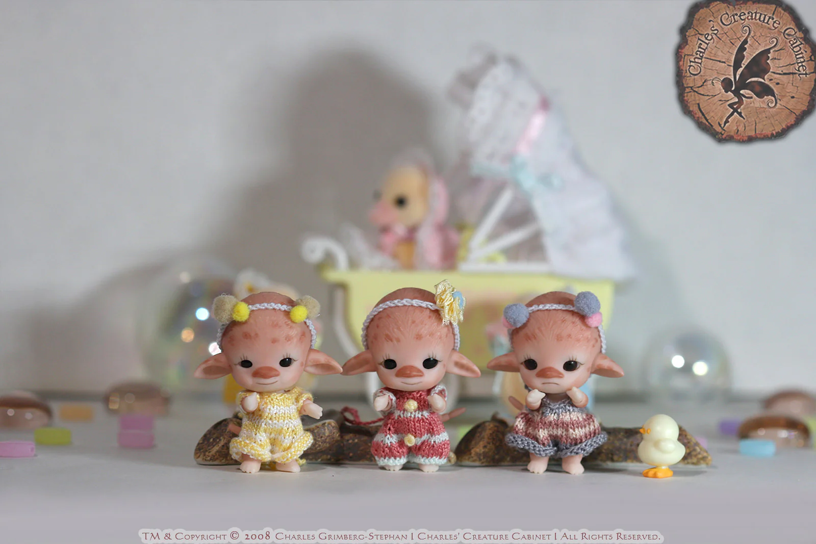 Triplets - 3x Baby Pygmy Troll ~ Rose Quartz Pink | Preorder | DOLL - Image 3