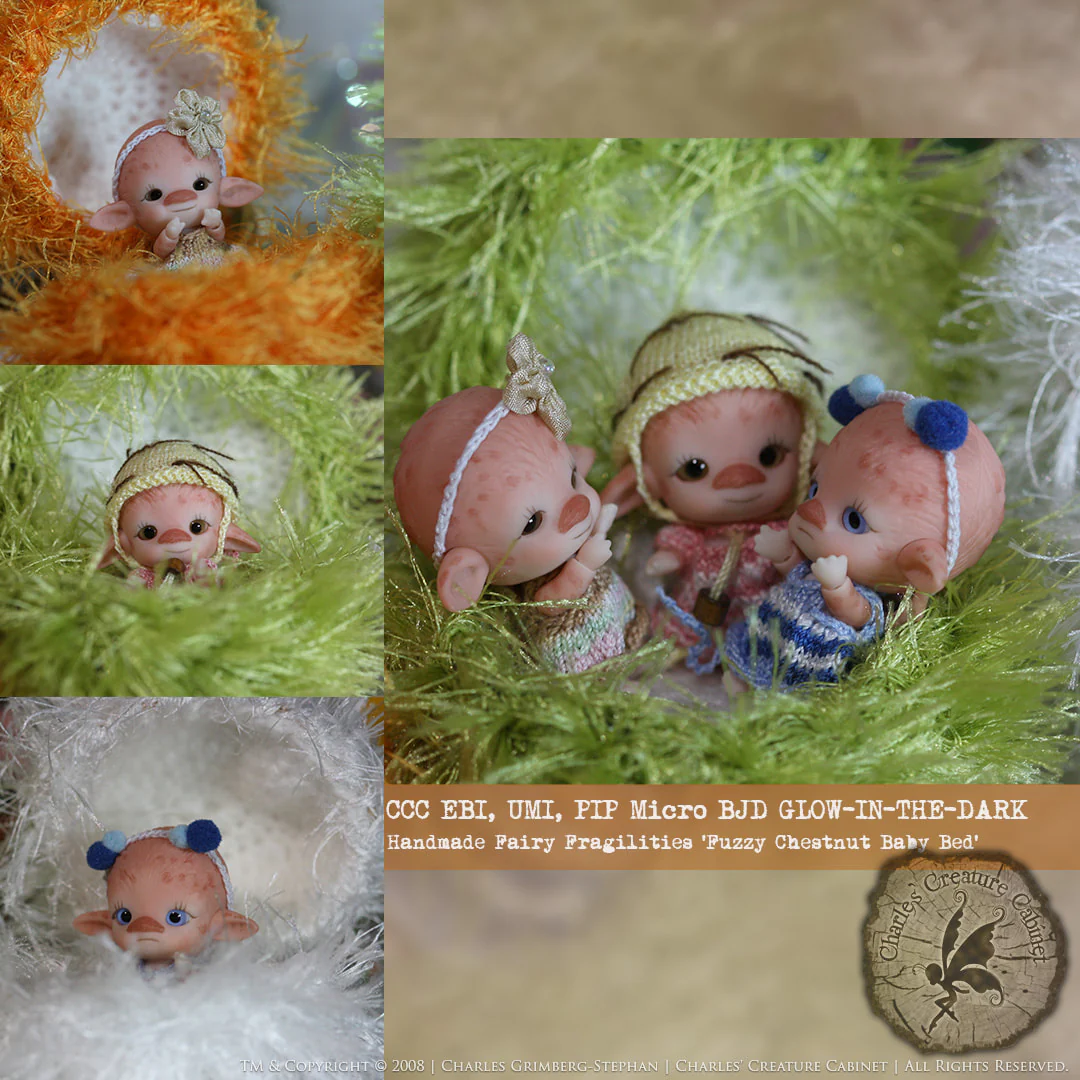Triplets - 3x Baby Pygmy Troll ~ Rose Quartz Pink | Preorder | DOLL - Image 6
